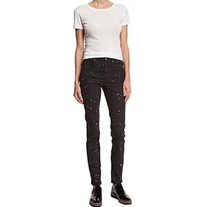 Isabel Marant Etoile Ennet Paint Splatter Slim Straight Black Jeans